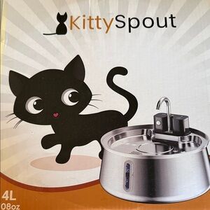 Stainless Steel Cat Fountain - Silver